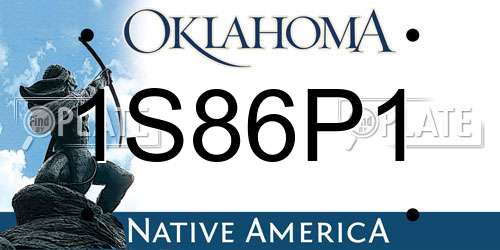 1S86P1 Oklahoma License Plate