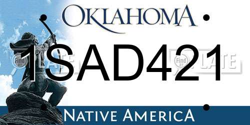 1SAD421 Oklahoma License Plate