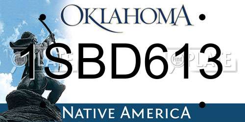 1SBD613 Oklahoma License Plate
