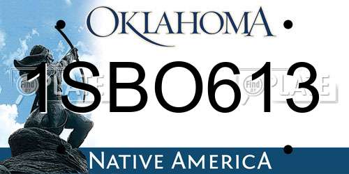 1SBO613 Oklahoma License Plate