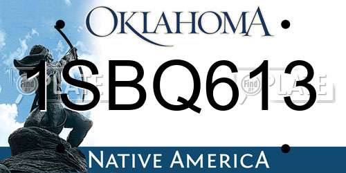 1SBQ613 Oklahoma License Plate