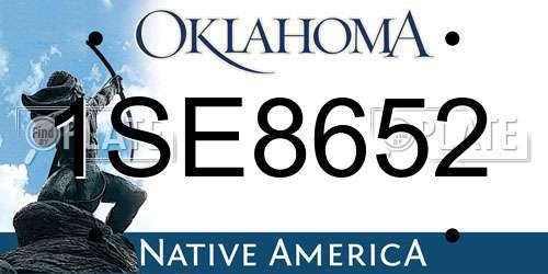 1SE8652 Oklahoma License Plate