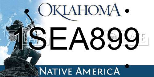 1SEA899 Oklahoma License Plate