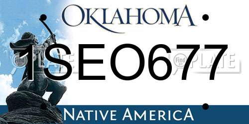 1SEO677 Oklahoma License Plate
