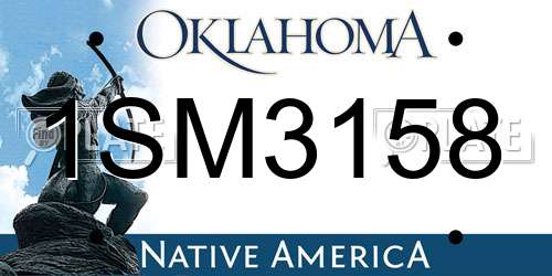 1SM3158 Oklahoma License Plate