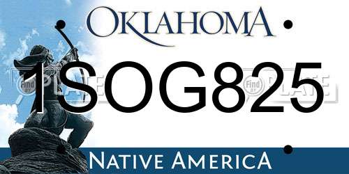 1SOG825 Oklahoma License Plate
