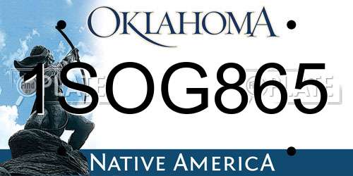 1SOG865 Oklahoma License Plate