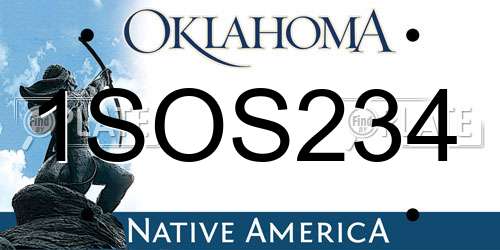 1SOS234 Oklahoma License Plate