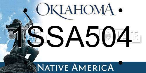 1SSA504 Oklahoma License Plate
