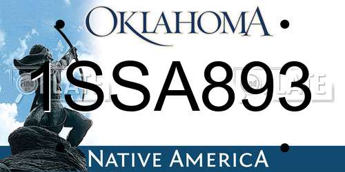 1SSA893 Oklahoma License Plate