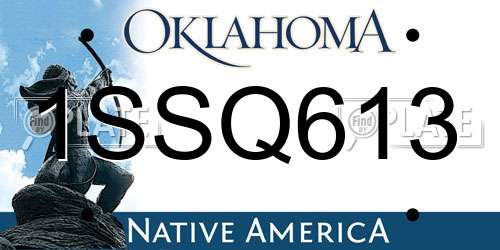 1SSQ613 Oklahoma License Plate