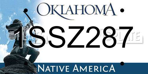 1SSZ287 Oklahoma License Plate