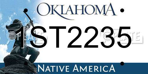 1ST2235 Oklahoma License Plate