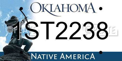 1ST2238 Oklahoma License Plate