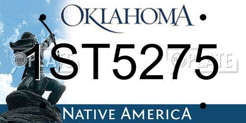 1ST5275 Oklahoma License Plate