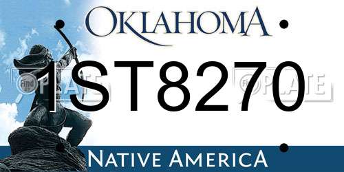 1ST8270 Oklahoma License Plate