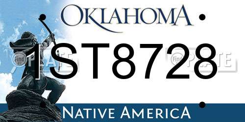 1ST8728 Oklahoma License Plate