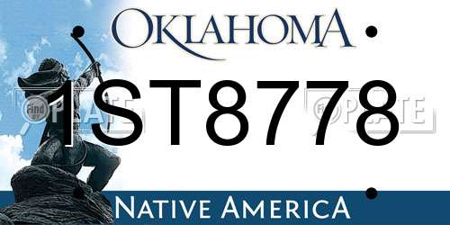 1ST8778 Oklahoma License Plate