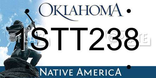 1STT238 Oklahoma License Plate