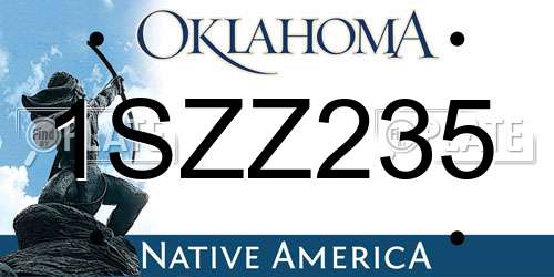 1SZZ235 Oklahoma License Plate