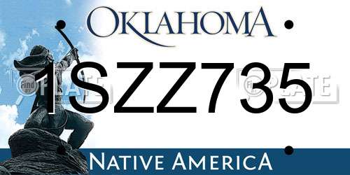 1SZZ735 Oklahoma License Plate
