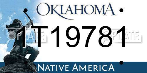 1T19781 Oklahoma License Plate