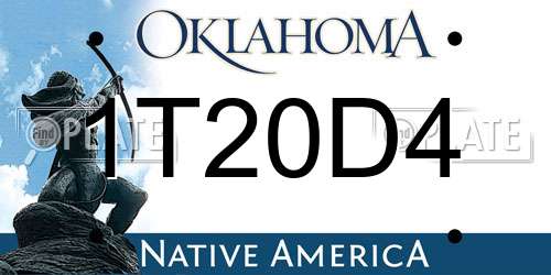 1T20D4 Oklahoma License Plate
