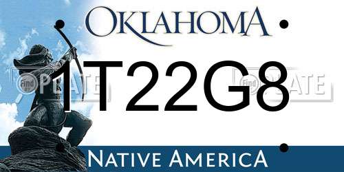 1T22G8 Oklahoma License Plate