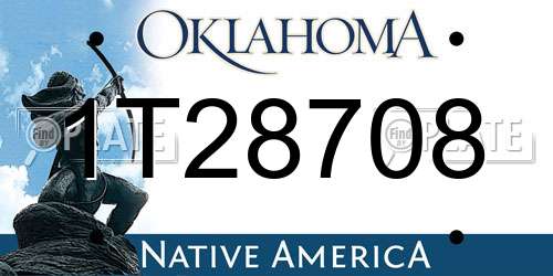 1T28708 Oklahoma License Plate