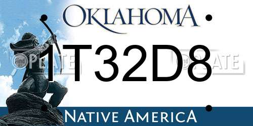 1T32D8 Oklahoma License Plate