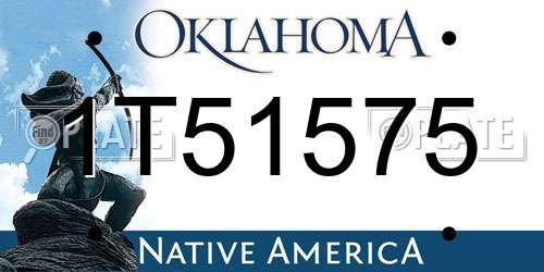 1T51575 Oklahoma License Plate