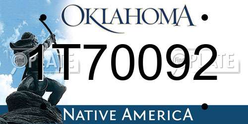1T70092 Oklahoma License Plate