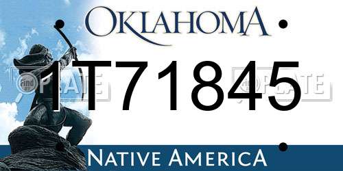 1T71845 Oklahoma License Plate