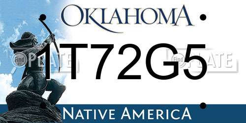 1T72G5 Oklahoma License Plate