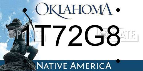 1T72G8 Oklahoma License Plate