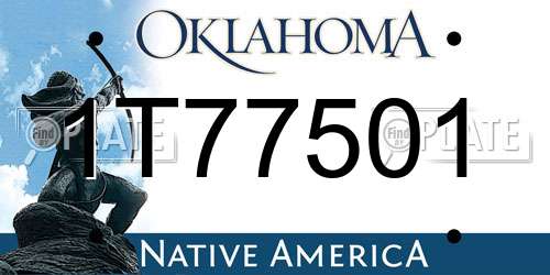 1T77501 Oklahoma License Plate