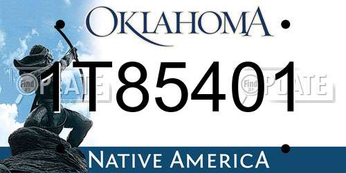 1T85401 Oklahoma License Plate
