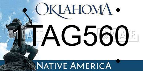 1TAG560 Oklahoma License Plate