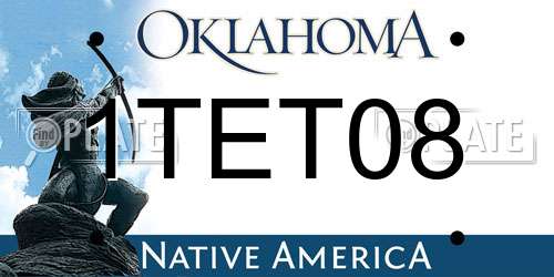 1TET08 Oklahoma License Plate