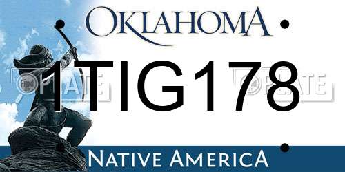 1TIG178 Oklahoma License Plate