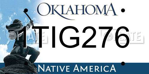 1TIG276 Oklahoma License Plate