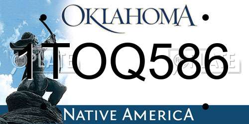 1TOQ586 Oklahoma License Plate