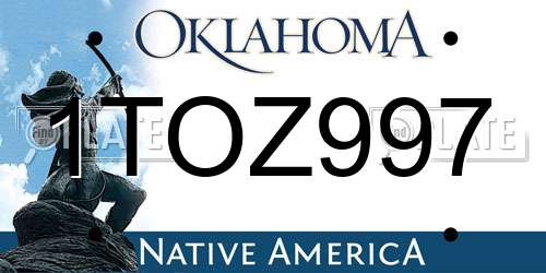 1TOZ997 Oklahoma License Plate