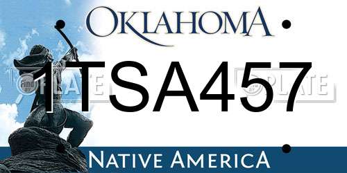 1TSA457 Oklahoma License Plate