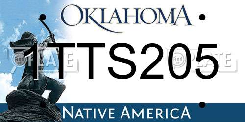1TTS205 Oklahoma License Plate