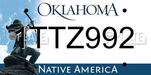 1TTZ992 Oklahoma License Plate