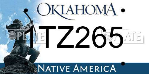 1TZ265 Oklahoma License Plate