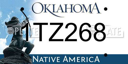 1TZ268 Oklahoma License Plate