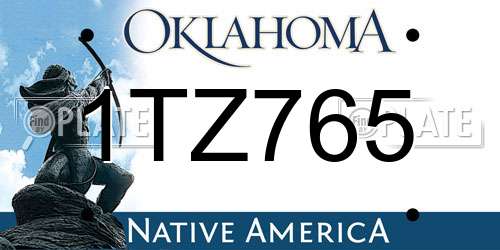 1TZ765 Oklahoma License Plate