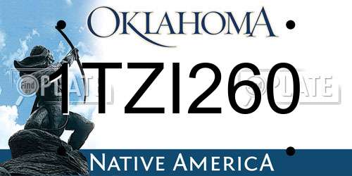 1TZI260 Oklahoma License Plate